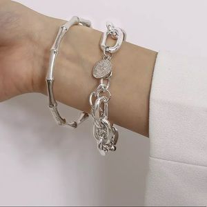 White gold plated double bracelet